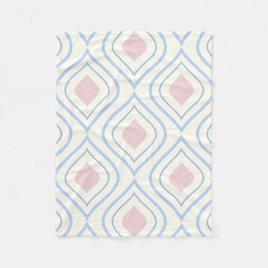 Abstracte geometrie, blauw, roze en gebroken wit fleece deken (Voorkant)