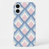 Abstracte geometrie, blauw, roze en gebroken wit iPhone hoesje (Achterkant)