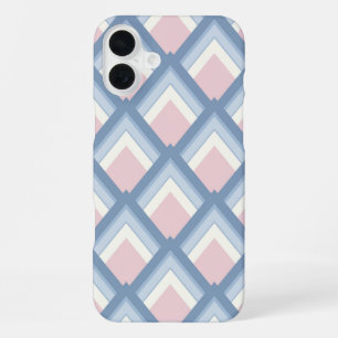 Abstracte geometrie, blauw, roze en gebroken wit iPhone 16 plus hoesje