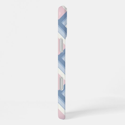 Abstracte geometrie, blauw, roze en gebroken wit iPhone hoesje (Rechterkant)