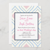 Abstracte geometrie, blauw, roze en gebroken wit kaart (Voorkant / Achterkant)