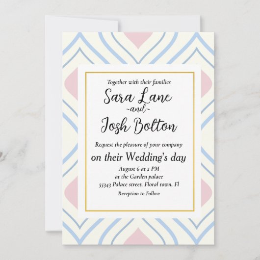 Abstracte geometrie, blauw, roze en gebroken wit kaart (Voorkant)