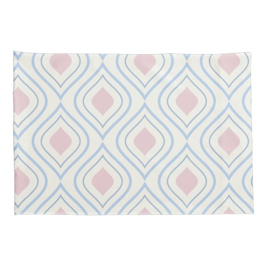 Abstracte geometrie, blauw, roze en gebroken wit kussensloop (Achterkant-Rechts)