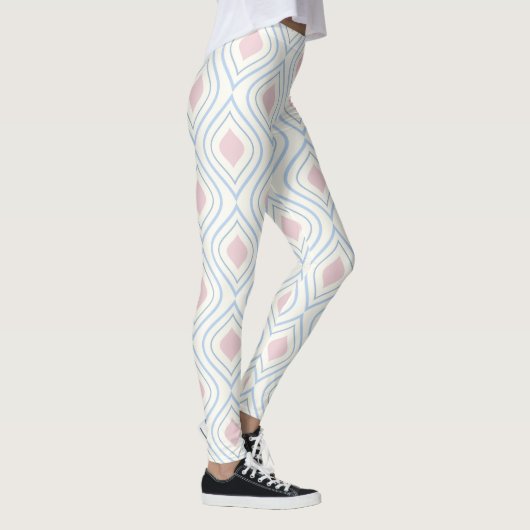 Abstracte geometrie, blauw, roze en gebroken wit leggings (Rechts)