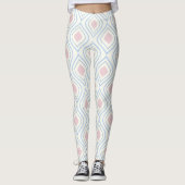 Abstracte geometrie, blauw, roze en gebroken wit leggings (Voorkant)