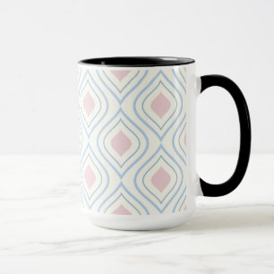 Abstracte geometrie, blauw, roze en gebroken wit mok