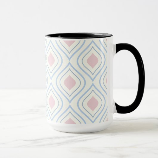 Abstracte geometrie, blauw, roze en gebroken wit mok (Rechts)