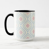 Abstracte geometrie, blauw, roze en gebroken wit mok (Links)