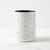 Abstracte geometrie, blauw, roze en gebroken wit mok (Midden)