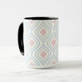 Abstracte geometrie, blauw, roze en gebroken wit mok (Voorkant links)