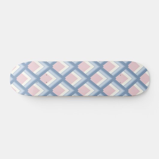 Abstracte geometrie, blauw, roze en gebroken wit persoonlijk skateboard (Horizontaal)