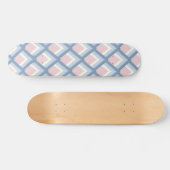 Abstracte geometrie, blauw, roze en gebroken wit persoonlijk skateboard (Horizontaal)