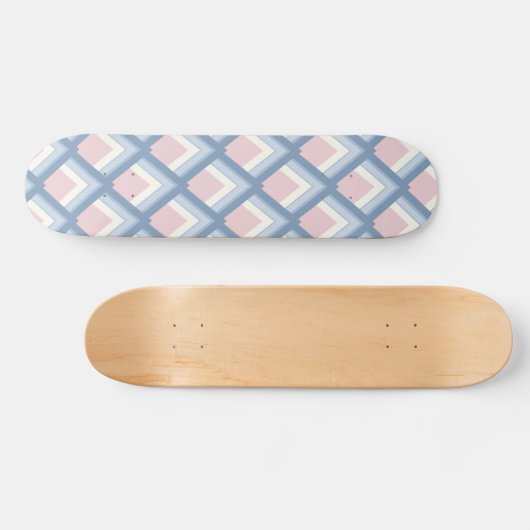 Abstracte geometrie, blauw, roze en gebroken wit persoonlijk skateboard (Horizontaal)