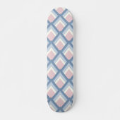 Abstracte geometrie, blauw, roze en gebroken wit persoonlijk skateboard (Voorkant)