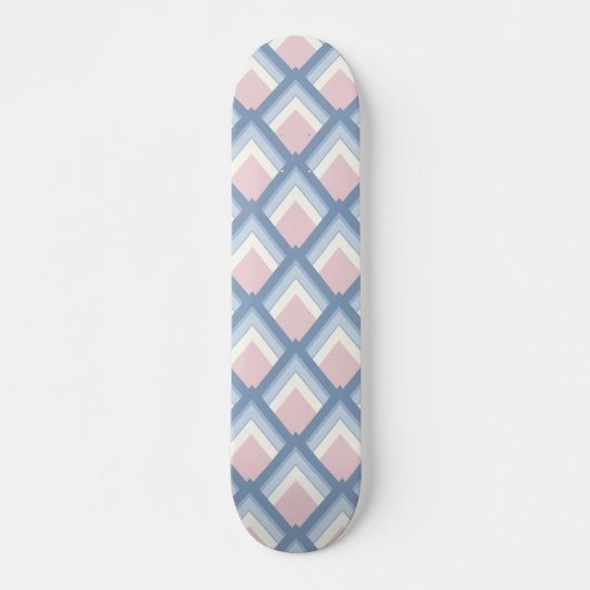 Abstracte geometrie, blauw, roze en gebroken wit persoonlijk skateboard (Voorkant)
