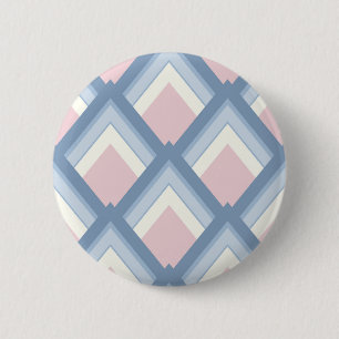 Abstracte geometrie, blauw, roze en gebroken wit ronde button 5,7 cm