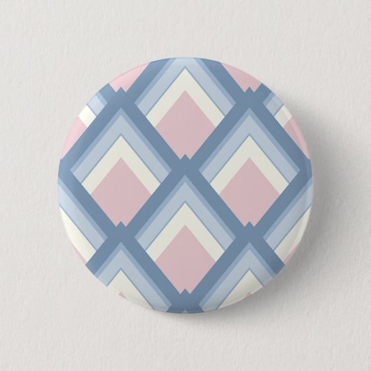 Abstracte geometrie, blauw, roze en gebroken wit ronde button 5,7 cm (Voorkant)
