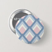 Abstracte geometrie, blauw, roze en gebroken wit ronde button 5,7 cm (Voorkant /achterkant)