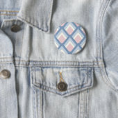 Abstracte geometrie, blauw, roze en gebroken wit ronde button 5,7 cm (In situ)