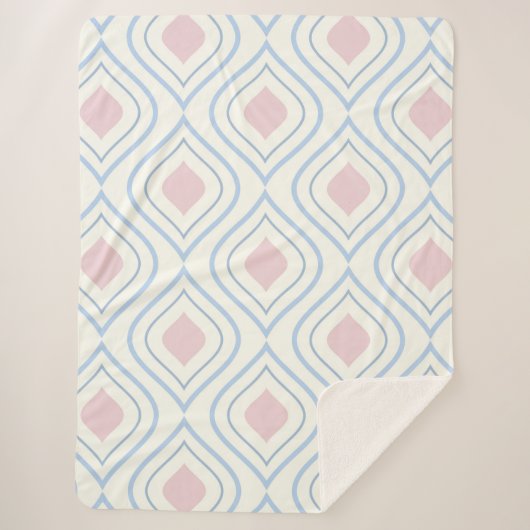 Abstracte geometrie, blauw, roze en gebroken wit sherpa deken (Voorkant)