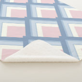 Abstracte geometrie, blauw, roze en gebroken wit sherpa deken (3/4)