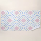 Abstracte geometrie, blauw, roze en gebroken wit strandlaken (Voorkant)