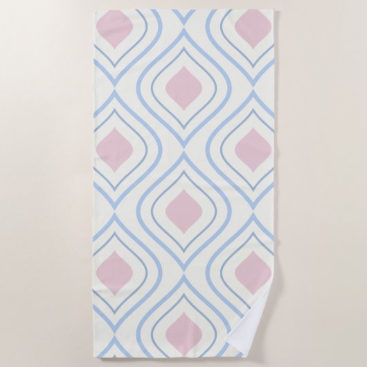 Abstracte geometrie, blauw, roze en gebroken wit strandlaken (Voorkant)