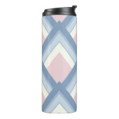 Abstracte geometrie, blauw, roze en gebroken wit thermosbeker (Gedraaid links)