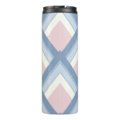 Abstracte geometrie, blauw, roze en gebroken wit thermosbeker (Achterkant)