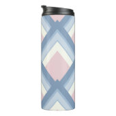 Abstracte geometrie, blauw, roze en gebroken wit thermosbeker (Geroteerd rechts)