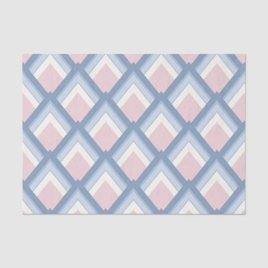 Abstracte geometrie, blauw, roze en gebroken wit tissuepapier (Voorkant)