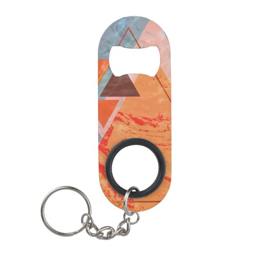 Abstracte geometrie flesopener sleutelhanger mini flessenopener (Voorkant)