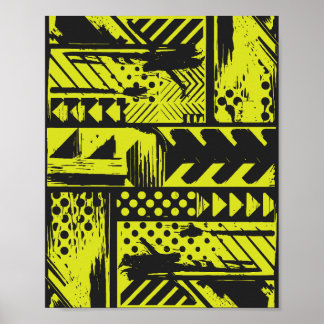 Abstracte geometrie in Limoen geel en zwart Poster