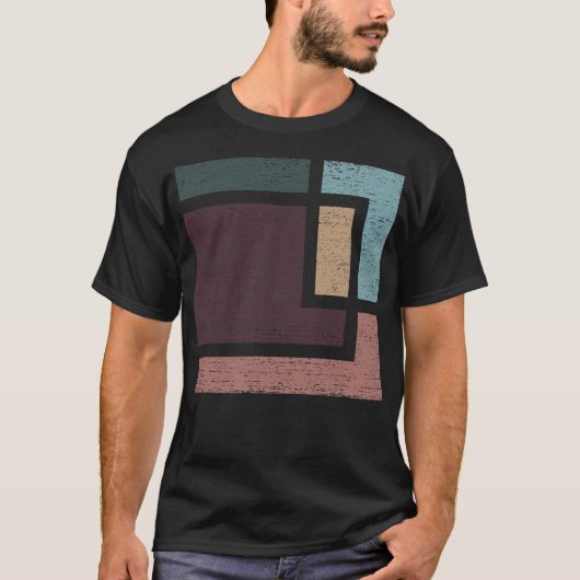 Abstracte geometrie met aardetinten distressed des t-shirt (Voorkant)