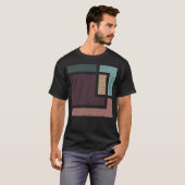 Abstracte geometrie met aardetinten distressed des t-shirt (Voorkant volledig)