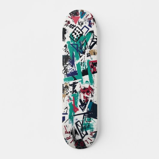 Abstracte geometrie met gewaagde graffiti-elemente persoonlijk skateboard (Voorkant)