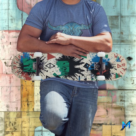 Abstracte geometrie met gewaagde graffiti-Spletter Persoonlijk Skateboard