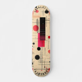 Abstracte geometrie met rode en zwarte accenten persoonlijk skateboard (Voorkant)
