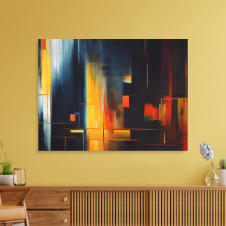 Abstracte Geometrie van Stedelijke Lichten Canvas Afdruk