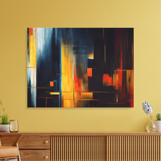Abstracte Geometrie van Stedelijke Lichten Canvas Afdruk (Insitu (Woonkamer))