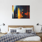 Abstracte Geometrie van Stedelijke Lichten Canvas Afdruk (Insitu (Slaapkamer))