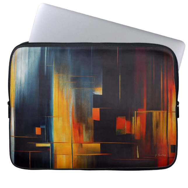 Abstracte Geometrie van Stedelijke Lichten Laptop Sleeve (Voorkant)
