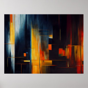 Abstracte Geometrie van Stedelijke Lichten Poster