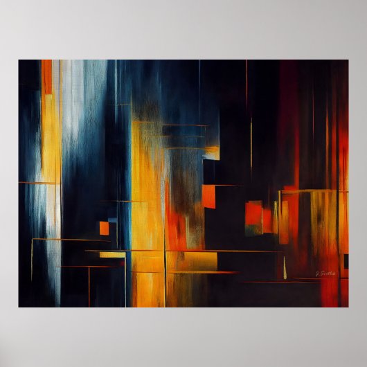 Abstracte Geometrie van Stedelijke Lichten Poster (Voorkant)