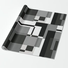 Abstracte geometrie voor zwarte en witte Mondriaan Cadeaupapier