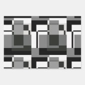 Abstracte geometrie voor zwarte en witte Mondriaan Inpakpapier Vel (Voorkant 3)