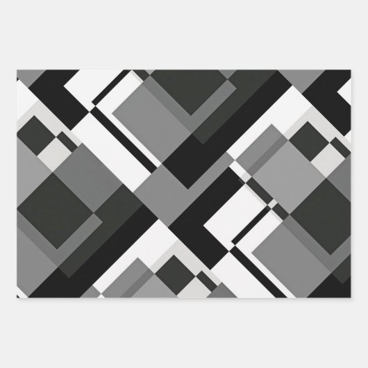 Abstracte geometrie voor zwarte en witte Mondriaan Inpakpapier Vel (Voorkant 2)