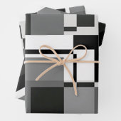 Abstracte geometrie voor zwarte en witte Mondriaan Inpakpapier Vel (In situ)