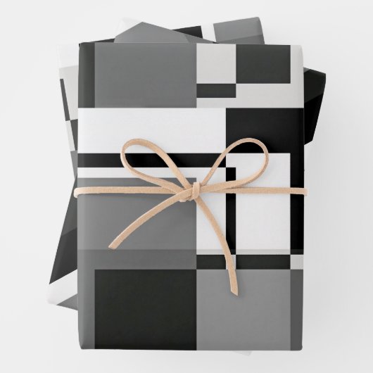 Abstracte geometrie voor zwarte en witte Mondriaan Inpakpapier Vel (In situ)