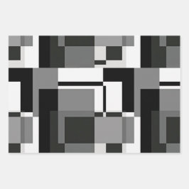 Abstracte geometrie voor zwarte en witte Mondriaan Inpakpapier Vel